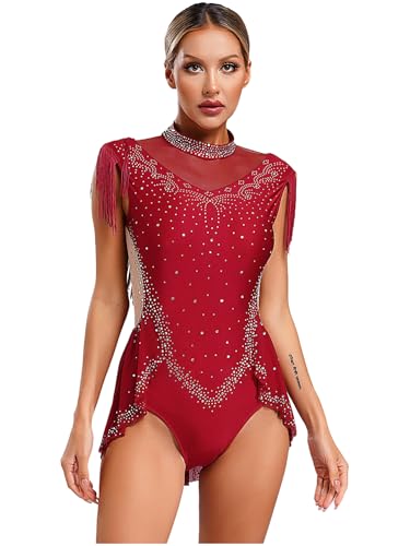 iEFiEL Damen Turnanzug Armellos Gymnastikanzug Glitzer Ballettkleidung Bodysuit Leotard Trikot Sportanzug Trainingsanzug Tanzkleidung Burgundy XXL iEFiEL Damen Turnanzug Armellos Gymnastikanzug Glitzer Ballettkleidung Bodysuit Leotard Trikot Sportanzug Trainingsanzug Tanzkleidung Burgundy XXL von iEFiEL