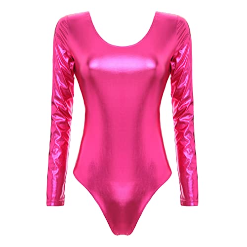 iEFiEL Damen Metallic Body Lackleder Bodysuit Catsuit Wetlook Jumpsuit Langarm/Kurzarm Turnanzug Ballettbody Trikotanzug Tanzkostüm Rosa XL iEFiEL Damen Metallic Body Lackleder Bodysuit Catsuit Wetlook Jumpsuit Langarm/Kurzarm Turnanzug Ballettbody Trikotanzug Tanzkostüm Rosa XL von iEFiEL