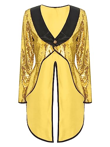 iEFiEL Damen Zirkus Kostüm Vintage Mantel Showman Frack Jacke Ringmaster Uniform Blazer Samt Smoking Halloween Karneval Kostüm W Gold Glitzer L iEFiEL Damen Zirkus Kostüm Vintage Mantel Showman Frack Jacke Ringmaster Uniform Blazer Samt Smoking Halloween Karneval Kostüm W Gold Glitzer L von iEFiEL