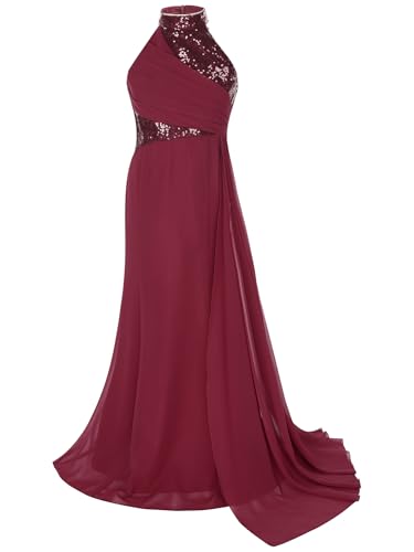 iEFiEL Elegantes Mädchen Kleid Festlich Prinzessin Glitzerkleid A-Linie Abendkleid lang Blumenmädchenkleid Hochzeitskleid Festkleid mit Asymmetrischer Rock Burgundy 170 iEFiEL Elegantes Mädchen Kleid Festlich Prinzessin Glitzerkleid A-Linie Abendkleid lang Blumenmädchenkleid Hochzeitskleid Festkleid mit Asymmetrischer Rock Burgundy 170 von iEFiEL
