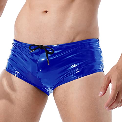 iEFiEL Herren Wetlook Shorts Badehose Badeshorts Swim Shorts Men Swimming Sporthose Kurze Hose Schnelltrockend Sport Schwimmhose Mit Kordelzug S-4XL Blau 3XL von iEFiEL