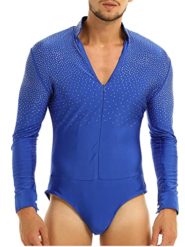iEFiEL Glitzer Herren Latein Hemd V-Ausschnitt Tango Rumba Hemd Body Einteiler mit Knöpfen im Schritt Turnier Shirt Trikot Tanz Kostüm Blau XL iEFiEL Glitzer Herren Latein Hemd V-Ausschnitt Tango Rumba Hemd Body Einteiler mit Knöpfen im Schritt Turnier Shirt Trikot Tanz Kostüm Blau XL von iEFiEL