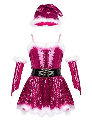 iEFiEL Glitzer Weihnachtself Kleid für Kinder Mädchen Weihnachtskleid Pailletten Tutu Rock Weihnachtsbaum Partykleid mit Hut Performance Tanzkostüm T Rose 122-128 iEFiEL Glitzer Weihnachtself Kleid für Kinder Mädchen Weihnachtskleid Pailletten Tutu Rock Weihnachtsbaum Partykleid mit Hut Performance Tanzkostüm T Rose 122-128 von iEFiEL