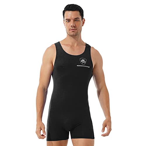 iEFiEL Herren Body Bodywear Overall Weich Bodysuit Männerbody Einteiler Unterhemd Unterwäsche M-XXL Schwarz XL von iEFiEL