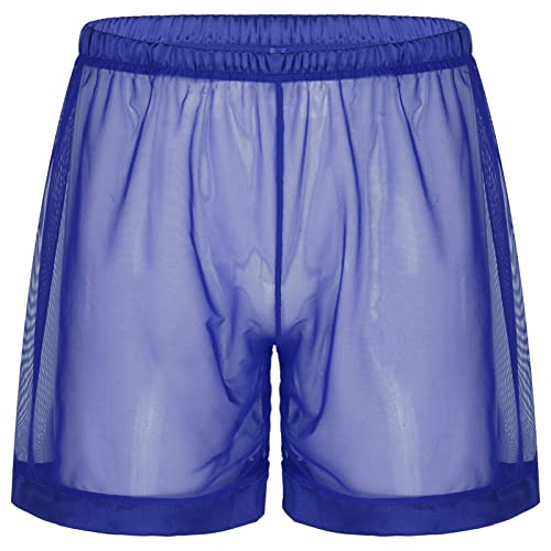 iEFiEL Herren Boxer Boxershort lang Unterhose Transparent Männer Unterwäsche Basic Retroshort Boxer Briefs Reizwäsche M-4XL Königsblau 4XL von iEFiEL