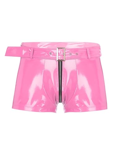 iEFiEL Herren Boxershorts Unterhose Slip Pants Hipster Lack Leder Wetlook Männer Unterwäsche schwarz M L XL XXL Xa Rosa XXL von iEFiEL