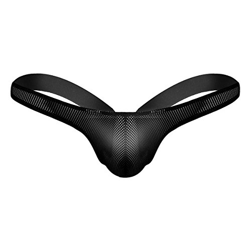 iEFiEL Herren Mini Micro Strings Tanga T-Back Unterhose Erotik Sexy Jockstrap Stretch-Unterwäsche Bikini Slips Lingerie Hosen M-XXL (L, A Schwarz) von iEFiEL