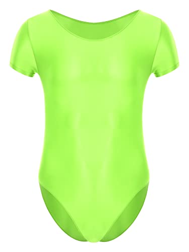 iEFiEL Herren Öl Body T-Shirts Kurzarm Bodysuit Einteiler Nylon Catsuit Sportbody Eng Strech Trainingsanzug Einfarbig Unterwäsche Fluoreszierendes Grün XL von iEFiEL