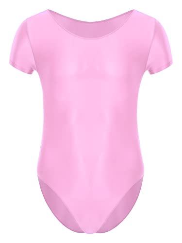 iEFiEL Herren Öl Body T-Shirts Kurzarm Bodysuit Einteiler Nylon Catsuit Sportbody Eng Strech Trainingsanzug Einfarbig Unterwäsche Rosa XL von iEFiEL