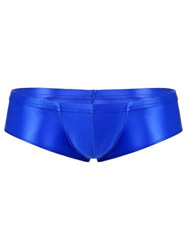 iEFiEL Herren Shiny Metallic Slip Glänzende Männer Unterwäsche Leicht Öl Bikinislips Low Rise Unterhosen Höschen M-XXL Blau L von iEFiEL