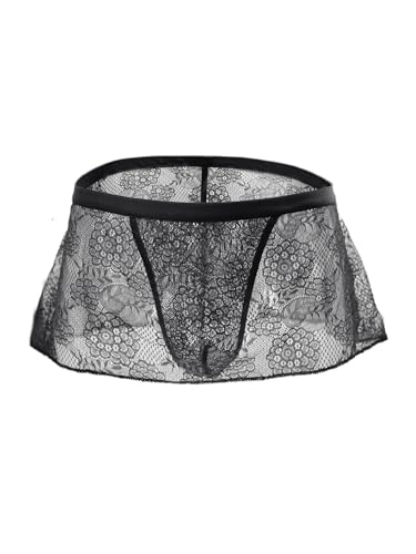 iEFiEL Herren Sissy Dessous Tutu Rock Mesh Unterwäsche mit Spitzen Rüschen Mini Rock kurz Männer Nachtwäsche X Schwarz Einheitsgröße von iEFiEL