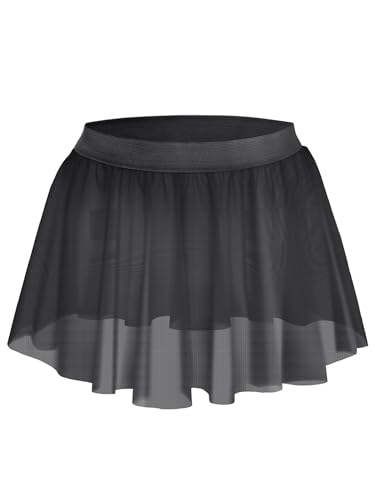 iEFiEL Herren Sissy Dessous Tutu Rock Mesh Unterwäsche mit Spitzen Rüschen Mini Rock kurz Männer Nachtwäsche Xa Schwarz Ohne Shorts Einheitsgröße von iEFiEL