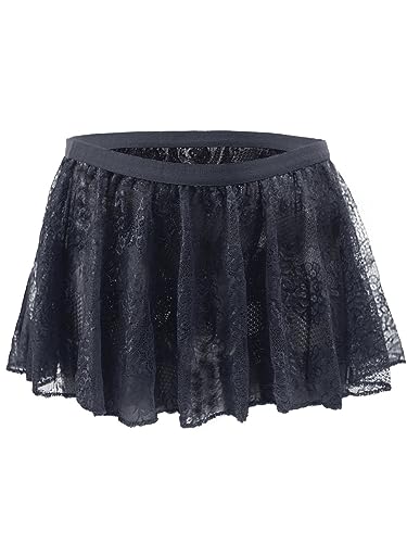 iEFiEL Herren Sissy Dessous Tutu Rock Satin Unterwäsche Rüschen Mini Rock kurz Tüll-Rock für Männer Nachtwäsche X Schwarz Einheitsgröße von iEFiEL