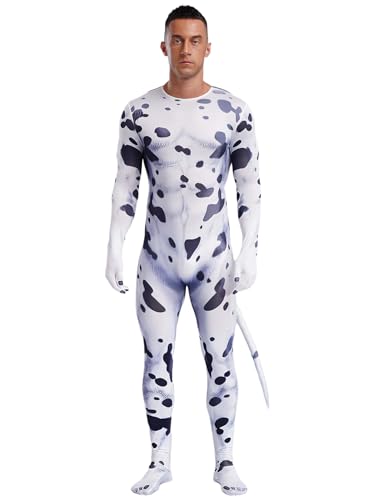 iEFiEL Herren Tier Kostüm Gedruckt Ganzkörperanzug Langarm Body Tier Muskel Muster Overall Stretch Bodysuit Karneval Faschingskostüm Typ C XXL von iEFiEL