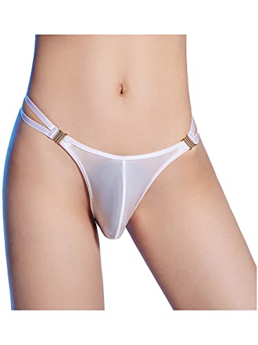 iEFiEL Herren Transparent G-String Tanga Einfarbig Riemenstring Mini Silps Unterhosen Low Rise Wäsche Höschen Unterwäsche A Weiß Einheitsgröße von iEFiEL