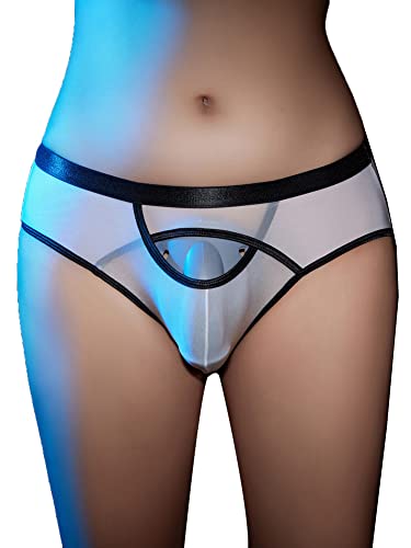 iEFiEL Herren Transparent G-String Tanga Einfarbig Riemenstring Mini Silps Unterhosen Low Rise Wäsche Höschen Unterwäsche Xc Weiß C Einheitsgröße von iEFiEL