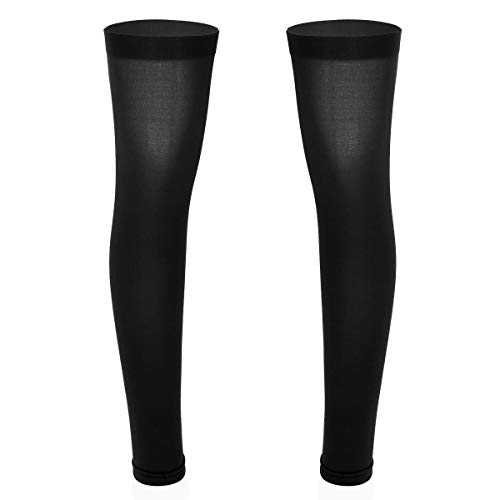 iEFiEL Herren Transparent Strumpf Overknee Socken Fußlos Oberschenkel Kniestrümpfe Sportsocken Laufen Sport Strümpfe Lange Socken Schwarz Einheitsgröß von iEFiEL