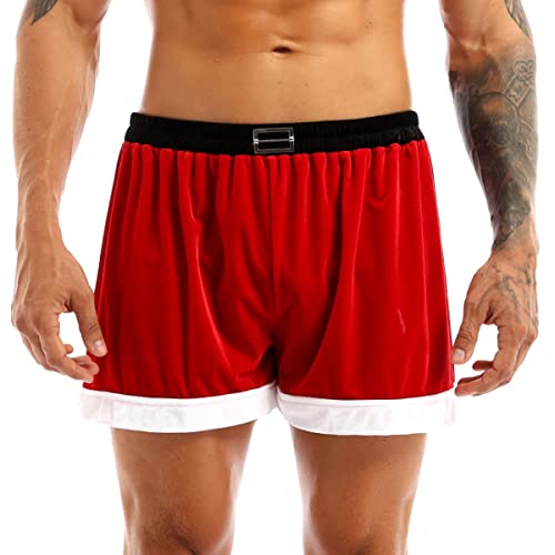 iEFiEL Herren Weihnachten Unterwäsche Boxer Samt Unterhose Männer Boxershorts Trunks M-2XL Rot(Weihnachtsmann) L von iEFiEL