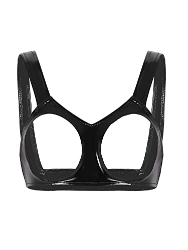 iEFiEL Herren Wetlook Crop Top Bauchfrei Hemd Brustfrei BH Bra Bustier Lackleder Top Ärmellose Trägerhemd Linegerie Schwarz 4XL iEFiEL Herren Wetlook Crop Top Bauchfrei Hemd Brustfrei BH Bra Bustier Lackleder Top Ärmellose Trägerhemd Linegerie Schwarz 4XL von iEFiEL