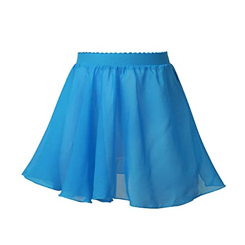 iEFiEL Kinder Ballett Wickelrock aus Chiffon Mädchen Ballettrock Mini Rock Basic Tanz Sport Kleider Ballettkleidung Xc Blau 146-152 von iEFiEL