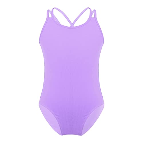 iEFiEL Kinder Ballettanzug Mädchen Ballett Trikot Turnanzug Gymnastikanzug Ballettkleidung in schwarz weiß blau lila Lavender 122-128 von iEFiEL