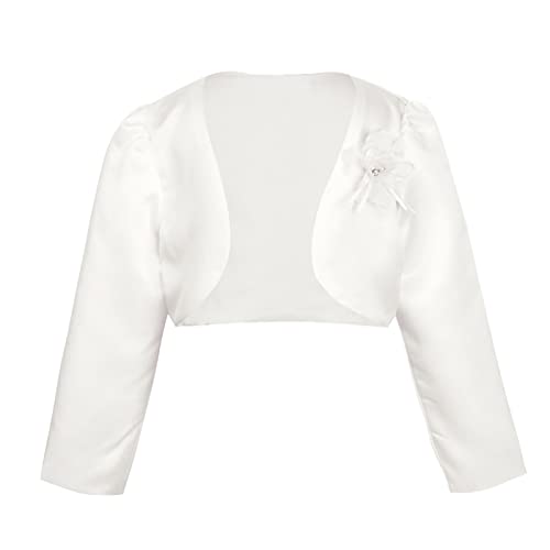 iEFiEL Kinder Bolero Schulterjacke Jäckchen Mädchen Bolero Jacke Festlich - Langarm Weiß Ivory zum Kommunionkleid Taufkleid Ivory 86-92 von iEFiEL