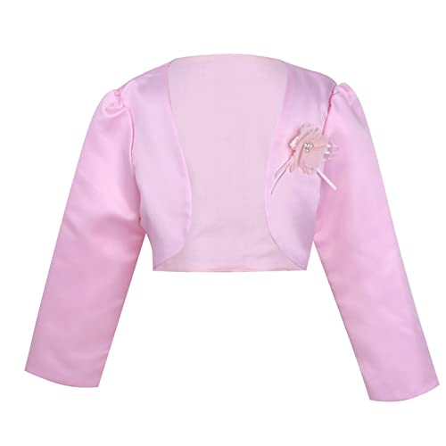 iEFiEL Kinder Bolero Schulterjacke Jäckchen Mädchen Bolero Jacke Festlich - Langarm Weiß Ivory zum Kommunionkleid Taufkleid Rosa 86-92 von iEFiEL