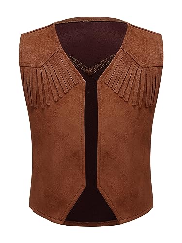 iEFiEL Kinder Cowboy Kostüm Jungen Halloween Karneval Faschingskostüm Wildleder Oberteil mit Quasten Cowgirl Weste Western Hippie Kostüm für Mädchen Braun 146-152 iEFiEL Kinder Cowboy Kostüm Jungen Halloween Karneval Faschingskostüm Wildleder Oberteil mit Quasten Cowgirl Weste Western Hippie Kostüm für Mädchen Braun 146-152 von iEFiEL