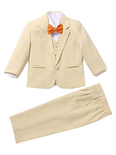 iEFiEL Kinder Junge Bekleidungssets Gentleman Smoking Anzug Babyanzug Kleidung Set Kleikind Outfits 68-110 A Khaki 116-122 von iEFiEL