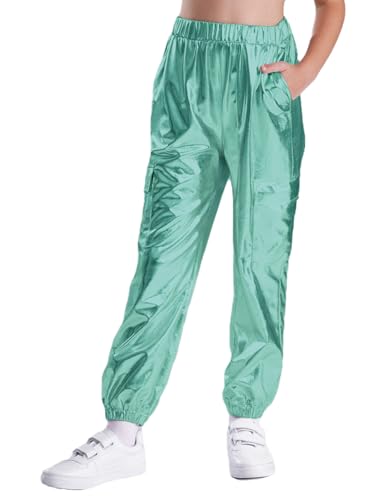iEFiEL Kinder Jungen Mädchen Metallic Hose Lang Wetlook Glitzer Sporthose Vintage Sweathose Disco Kostüm Hip Hop Kleidung Trainingshose Fasching kostüm Hellgrün 170 iEFiEL Kinder Jungen Mädchen Metallic Hose Lang Wetlook Glitzer Sporthose Vintage Sweathose Disco Kostüm Hip Hop Kleidung Trainingshose Fasching kostüm Hellgrün 170 von iEFiEL