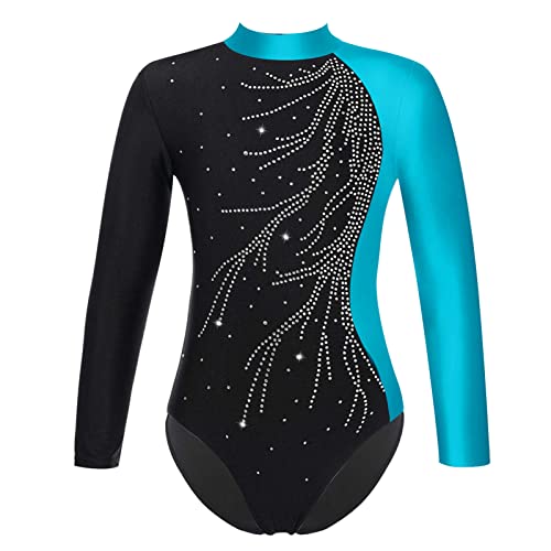 iEFiEL Kinder Mädchen Turnanzug Gymnastik Leotards Glanz Ballettanzug Tanz Abnutzungs Bodysuit Spleiß-Stil Trikot Anzug T Grün 122-128 von iEFiEL