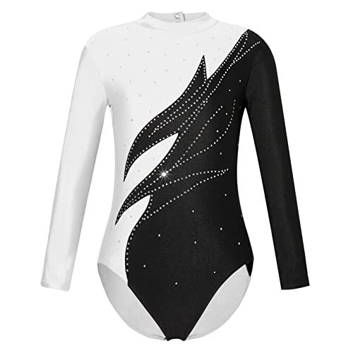 iEFiEL Kinder Mädchen Turnanzug Gymnastik Leotards Glanz Ballettanzug Tanz Abnutzungs Bodysuit Spleiß-Stil Trikot Anzug Xc Weiß 134-140 von iEFiEL