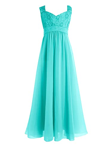 iEFiEL Kinder Mädchen Kleid Festlich zur Hochzeit Prinzessin Partykleid Brautjungfern Chiffon Kleider für Festzug gr. 104-176 Grün 176 von iEFiEL