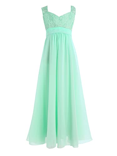 iEFiEL Kinder Mädchen Kleid Festlich zur Hochzeit Prinzessin Partykleid Brautjungfern Chiffon Kleider für Festzug gr. 104-176 Türkis 152 von iEFiEL