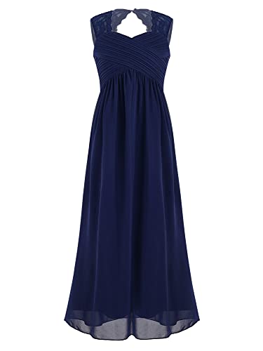 iEFiEL Kinder Mädchen Kleid Festlich zur Hochzeit Prinzessin Partykleid Brautjungfern Chiffon Kleider für Festzug gr. 104-176 Y Marineblau 152 von iEFiEL