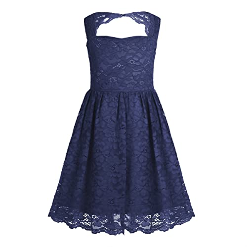 iEFiEL Kinder Mädchen Prinzessin Kleid Abendkleid Festlich Hochzeit Partykleid Spitzenkleid Kleidung Festzug Brautjungfern Kleid Marineblau 116 von iEFiEL