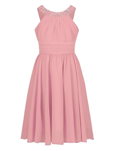 iEFiEL Kinder Prinzessin Kleid Mädchen Festlich Kleid Glitzer Hochzeits Blumenmädchenkleid Festzug Abendkleid Kommunionkleid Rosa 176 von iEFiEL