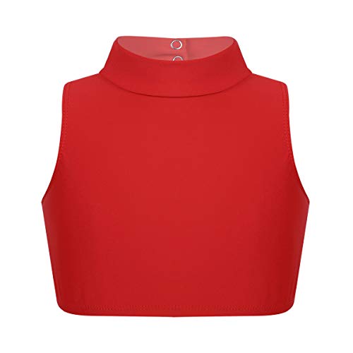 iEFiEL Mädchen Ärmellos Top Tanz Crop Tops Tanktop Yoga Gymnastik Ballett Sport Bustier Ringerrücken Bauchfrei Oberteil Rot 128 von iEFiEL