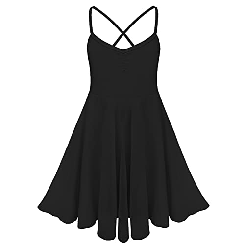 iEFiEL Mädchen Ballettkleid Ballett Chiffon Kleid Tanzkleid Leotard Kinder Ballettanzug Tanzen Kleider für 92-140 Schwarz 110-116 von iEFiEL