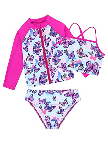 iEFiEL Mädchen Bikini Set Badebekleidung Farbverlauf Bustier mit Brief Verstellbare Badeanzug Regenbogen Badekleid für Kinder gr. 104 116 128 140 152 164 176 Zb Schmetterling 170-176 von iEFiEL