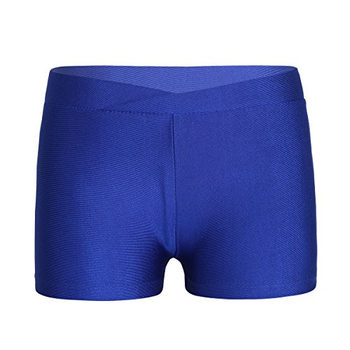 iEFiEL Mädchen Gymnastik Shorts Hot Pants Tanz Shorts Sportshorts Work Out Leggings Sport Yoga Fitness Hosen Jogginghose Blau 140-152 von iEFiEL