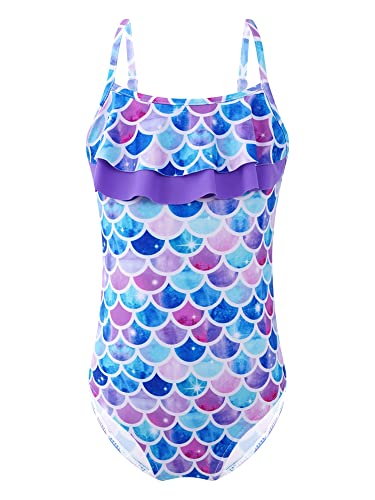 iEFiEL Mädchen Kinder Badeanzug Bademode Meerjungfrau Bikini Polka Dots 98 104 110 116 122 128 140 152 164 176 Xb Bunte Fischschuppen 122-128 von iEFiEL