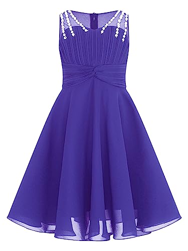 iEFiEL Mädchen Kinder Kleider festlich Brautjungfern Sommer Kleid Hochzeit Party Kleid Chiffon Festzug Strandurlaub Kleid Strandkleid Xa Dunkelviolett 128 von iEFiEL