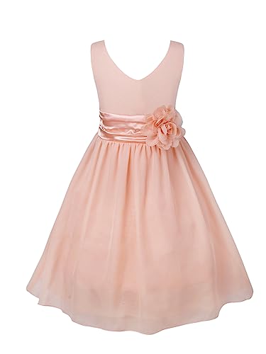 iEFiEL Mädchen Kleid Festlich Hochzeit Partykleid Tüll Festzug Kleidung Brautjungfer 92 104 116 128 140 152 164 Koralle Rosa 98-104 von iEFiEL