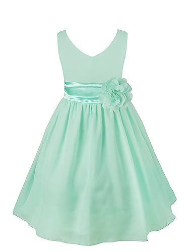 iEFiEL Mädchen Kleid Festlich Hochzeit Partykleid Tüll Festzug Kleidung Brautjungfer 92 104 116 128 140 152 164 Türkis 104-116 von iEFiEL