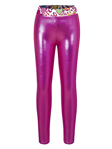 iEFiEL Mädchen Metallic Sporthosen Lang Strumpfhosen Eng Leggings Tanzkleidung Stretch Hosen Jogginghose Tanzkostüm Hot Rosa 122-128 von iEFiEL