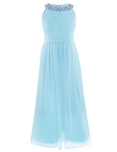 iEFiEL Mädchen Prinzessin Kleid für Hochzeit, Festzug, Blumenmädchen - Festliches Abend- und Partykleid - Gr. 104-170 - Himmelblau 140 von iEFiEL