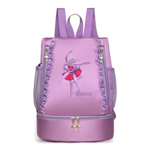 iEFiEL Mädchen Rucksack Balletttasche Prinzessin Tanztasche für Ballett Tanz Fitness Sport Gymnastik Freizeit Kindertasche Kindergartentasche Purple A Einheitsgröße von iEFiEL