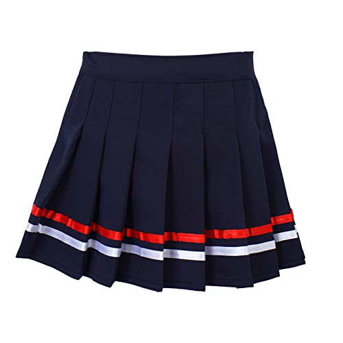 iEFiEL Mädchen Schulmädchen Rock Faltenrock Mini Rock Gefalteter Röcke Minikleid Skater Rock Unterrock Underskirt Sommerrock Dunkel Blau + Rot 146-152 von iEFiEL