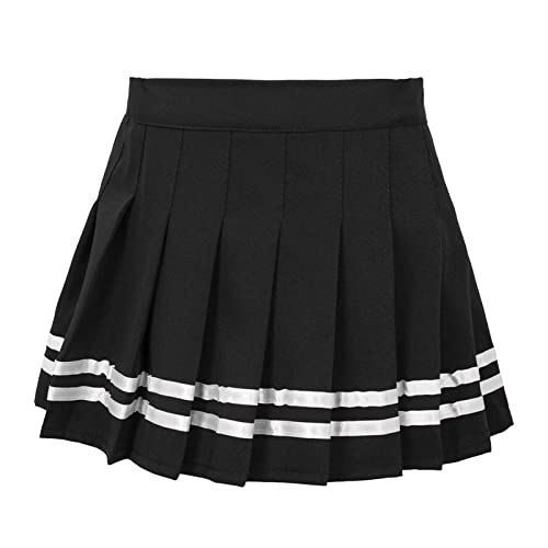 iEFiEL Mädchen Schulmädchen Rock Faltenrock Mini Rock Gefalteter Röcke Minikleid Skater Rock Unterrock Underskirt Sommerrock Schwarz + Weiß 146-152 von iEFiEL